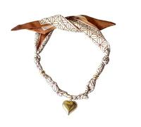 MarHermoso Collar con dije de bufanda para mujer, gargantilla de acero inoxidable, colgante de corazón, moderno, vintage, hecho a mano, joyería de regalo de estilo bohemio occidental, Mediano, Chapado