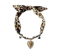 MarHermoso Collar con dije de bufanda para mujer, gargantilla de acero inoxidable, colgante de corazón de leopardo de moda, vintage, hecho a mano, joyería, regalo, bandana de seda, Medio, Chapado en