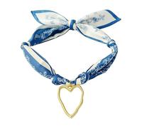 MarHermoso Collar tipo bufanda para mujer, gargantilla con colgante de amor simple, hecho a mano, joyería, regalo, bandana de seda beige, moderno, vintage, bohemio occidental, Medio, Chapado en oro