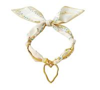 MarHermoso Collar tipo bufanda para mujer, gargantilla con colgante de amor simple, hecho a mano, joyería, regalo, bandana de seda beige, moderno, vintage, bohemio occidental, Medio, Chapado en oro