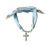 MarHermoso Collar tipo bufanda para mujer, gargantilla con colgante de cruz, vintage, hecho a mano, joyería, regalo, leopardo, seda, bandana occidental, bohemio, Medio, Cristal, Sin piedra preciosa