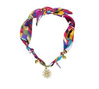 MarHermoso Collar tipo bufanda para mujer, gargantilla de acero inoxidable, colgante de corazón, moderno, vintage, hecho a mano, joyería, regalo, bandana de seda verde, bohemio occidental, Medio