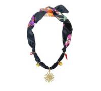 MarHermoso Collar tipo bufanda para mujer, gargantilla de acero inoxidable, colgante de corazón, moderno, vintage, hecho a mano, joyería, regalo, bandana de seda verde, bohemio occidental, Medio