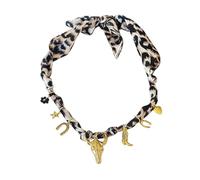 MarHermoso Gargantilla para mujer, estilo Westcowboy, colgante de acero inoxidable, hecho a mano, joyería, regalo, leopardo, seda, bandana, moderno, vintage, Medio, Chapado en oro, Sin piedra preciosa
