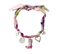 MarHermoso Gargantilla para mujer, estilo Westcowboy, colgante de acero inoxidable, hecho a mano, joyería, regalo, leopardo, seda, bandana, moderno, vintage, Medio, Chapado en oro, Sin piedra preciosa