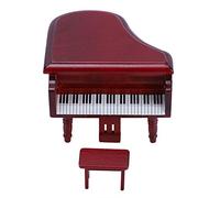 Marhynchus 1:12 Mini Piano de Casa de Muñecas con Taburete Accesorio de Casas de Muñecas de Madera por 1:12 Muñecas a Escala Decorativo Portátil (Rojo)