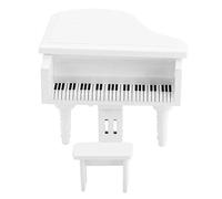 Marhynchus 1:12 Mini Piano de Casa de Muñecas con Taburete Accesorio de Casas de Muñecas de Madera por 1:12 Muñecas a Escala Decorativo Portátil (White)