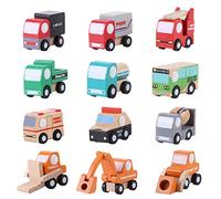 Marhynchus 12 Piezas de Casas de Juguete de Madera para Niños Juguetes de Vehículos de Dibujos Animados de Aprendizaje Educativo Juego de Tráfico con Colores Brillantes Seguros para un