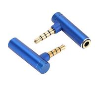 Marhynchus 2 Piezas de 3,5 Mm de Ajuste de Macho a Hembra L Enchufe Chapado en Forma de Oro con Carcasa de Aleación de Aluminio para Teléfonos Tabletas las (Metal azul 90 ° 3.5 Male a Femenino)