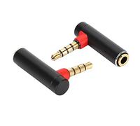 Marhynchus 2 Piezas de 3,5 Mm de Ajuste de Macho a Hembra L Enchufe Chapado en Forma de Oro con Carcasa de Aleación de Aluminio para Teléfonos Tabletas las (Metal ferroso 90 ° 3.5 Macho a Femenino)