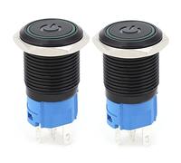 Marhynchus 2 Uds Interruptores de Botón Pulsador Interruptor de Metal de Bloqueo Automático de 16mm 1NO 1NC Interruptor de Botón de Encendido de Luz LED para Símbolo de Lámpara LED (12 VCC)