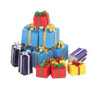 Marhynchus 25 Piezas Mini Presente de Navidad Cajas de Muñecas Regalos en Miniatura de 5 Colores Adornos de Navidad de Resina para 1:12 Casa de Muñecas con Detalles Realistas