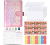 Marhynchus A6 Organizador Presupuestario Planificador de Presupuesto Financial Planner Impermeable PU Leather Money Saving Binder para Organización de Finanzas Personales (rosa estrella)