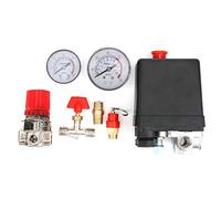 Marhynchus Accesorios de compresor de aire, interruptor de presión de aire, válvula de presión, manómetros de regulador de alivio de colector de 4 orificios