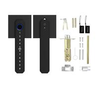 Marhynchus Cerradura de Puerta Inteligente con Huella Digital Cerradura de Puerta de Entrada Biométrica sin Llave con Manija 5 Métodos de Desbloqueo Teclado de Huella Digital Tarjeta IC (BLACK)