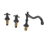Marhynchus Grifo de Lavabo de Doble Manija de Cobre, a Prueba de Fugas, Resistente a la Corrosión, G1, 2 Hilos con Elegante Diseño de Tres Orificios para Tocador de Baño (BLACK)