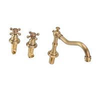 Marhynchus Grifo de Lavabo de Doble Manija de Cobre, a Prueba de Fugas, Resistente a la Corrosión, G1, 2 Hilos con Elegante Diseño de Tres Orificios para Tocador de Baño (Antigüedad)