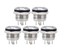 Marhynchus Interruptor de Botón Pulsador de Acero Inoxidable, Interruptor Momentáneo Impermeable de 12 Mm para Automoción y Electrónica (AC220V YELLOW)