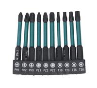 Marhynchus Juego de 10 Puntas de Destornillador con Vástago Hexagonal de 1/4 pulg., Acero de Aleación S2 Magnético Resistente a Impactos CNC Endurecido, con Tratamiento de Fosfatado Negro,