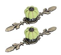 Marhynchus Juego de 2 Pomos de Cajón Pintados a Mano con Placa Trasera Desmontable para Armario y Decoración de Muebles (1045A verde manzana)