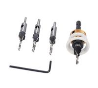 Marhynchus Juego de Brocas Avellanadoras, 4 Piezas de 2,8 Mm, 3,2 Mm, 3,5, 4,0, Flautas en Espiral de Carburo de Tungsteno, Tope de Profundidad Ajustable, para Madera Contrachapada,