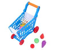 Marhynchus Juego de Carrito de Compras para Niños, Carrito de Compras para Niños Pequeños, Juguete con Cesta de Frutas y Verduras de Plástico Ecológico para el Desarrollo del Aprendizaje de (Blue)