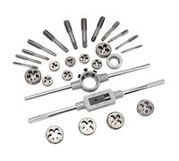 Marhynchus Juego de Troqueles Métricos, Kit de Herramientas de Roscado de Acero para Rodamientos M5- con Dientes Finos Gruesos, 27 Piezas de Accesorios Completos para Reparación Mecánica Automotriz