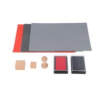 Marhynchus Kit de Sellos de Goma para Grabado Láser, 3 Hojas de Goma A4 de 2,3 Mm de Grosor con Sello de Madera y 2 Almohadillas para Sello, para Plataforma de Máquina de Grabado Láser y