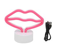Marhynchus Lámpara de Señal de LED Neón con Luz de Neón en Forma de Labio Rosa con Base Alimentada por Batería Alimentada por USB para Decoración de Fiesta de Dormitorio, Regalo, Decoración
