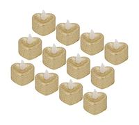 Marhynchus Luz de Vela LED, 12 Piezas de Velas de té sin Llama con Brillo Blanco Cálido, LED en Forma de Corazón con Pilas para Decoración de Fiesta de Boda Navideña