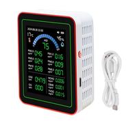 Marhynchus Medidor de Calidad del Aire CO2 TVOC HCHO PM2.5 PM10 Temperador de Humedad Monitor Tester con Datos de Almacenamiento de Datos Tipo-C Carga