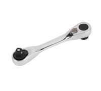 Marhynchus Mini Llave de Trinquete de 1/4 de Pulgada con Doble Cabezal y Engranaje de 72 Dientes con Herramienta de Acero Cromado de Liberación Rápida para Reparación de Automóviles, Espacios