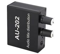 Marhynchus Mini Mezclador de Distribución de Audio con Adaptador de Corriente, 100-240 V, 2 Entradas, 2 Salidas, Distribuidor de Lupa Estéreo, Accesorios de Audio