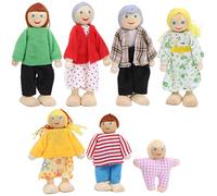 Marhynchus Muñecas de la Familia de la Casa de Muñecas de Madera Conjunto de 7 Piezas con Cuerpo Suave y Extremidades Flexibles para los (Marioneta 7)