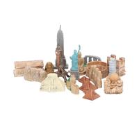 Marhynchus Old Egipto Toys 17pcs Edificio Miniatural Definido como Realista Kit de Modelo de Pirámide Egipcia Adecuado para Fiestas Cumpleaños y Actividades Frente a la Escuela Material Plástico