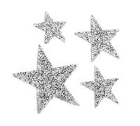 Marhynchus Parches de Estrella de Diamantes de Imitación de 20 Piezas, Parches para Planchar, Parches de Transferencia de Calor, Estrella Plateada con Diamantes de Imitación de Resina para