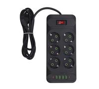 Marhynchus Power Strip 6 Sutales 4 USB 2 Puertos T Tipo C Contador de Alimentación de Montaje en la Pared con Interruptor y Cable de Extensión de 2 M para la Cocina de la Oficina en Casa (Black)