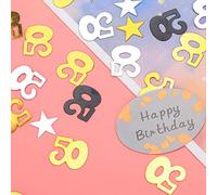 Marhynchus PVC Elegant Throw Confetti para la Fiesta de Cumpleaños Decoración de Bricolaje, Blackgoldsilver, 600pcs+12 Piezas de Papel para 13/18/20/21 Años (600 piezas de números + 12 piezas de