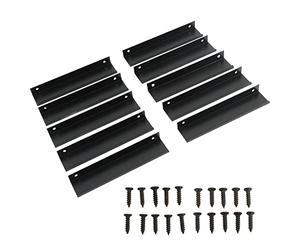 Marhynchus Tiradores de Borde de Gabinete, Manijas Ocultas de Aleación de Aluminio, Paquete de 10, 15 Cm, 5,9 Pulgadas, Soporte Trasero Negro para Cajones y Puertas de Cocina, Diseño Oculto, Fácil