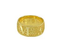 Maria de Deus Anillo Banda De Plata Dorado con Rezando Ave Maria In Lingua Sarda Dorado