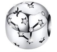 Maria Fonte - Colgantes con dijes de cuentas que representan signos del zodiaco en plata de ley 925, compatible con las marcas más populares de pulseras y collares. (Piscis: 19/02-20/03)