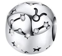 Maria Fonte - Colgantes con dijes de Cuentas Que representan Signos del Zodiaco en Plata de Ley 925, Compatible con Las Marcas más Populares de Pulseras y Collares. (Tauro: 20/04-20/05)