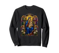 María y el niño ángeles Medieval católico Icono ilustración Sudadera