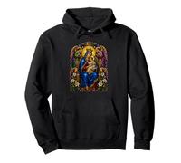 María y el niño ángeles Medieval católico Icono ilustración Sudadera con Capucha