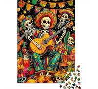 Mariachi Skeleton Rompecabezas Day of The Dead Fiesta 1000 Piezas Papel Reciclado para Mujeres, Regalos para Hombres Rompecabezas Juego Educativo Y Desafiante 38x26cm/1000pcs