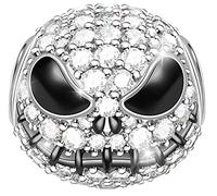 MariaFonte Charm New 2025 Colgante con forma de calavera de Halloween de plata de ley 925 con circonita cúbica, bead compatible con las más populares marcas de pulseras y collares.