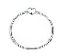 MariaFonte Pulsera New 2024 Love Clip Corazón Suave Mujer Original Plata De Ley Sterling 925 Simil Snake Colgante Base Niña Pulseras Fermo Charm Cadena Gancho Cierre Caja Rosa Bead Circonio