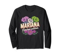Mariana Edición Limitada Flores Nombre Personalizado Esposa Abuela Manga Larga
