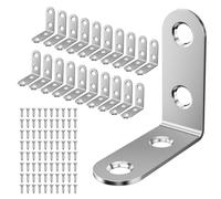MARICATO Escuadras Metalicas 20 piezas 40 x 40mm, Escuadras para Estanterias 90 Grados de Acero Inoxidable, Soporte de Esquina en Forma de L, Ideal para Muebles, Mesas, Sillas, Librerías y Ventanas