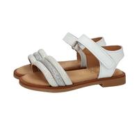 MariChica 718 Sandalias de Piel para niñas, Sandalia Blanca de Piel Hechas en España, Sandalias Planas de niñas para Verano NIÑA Sandalias Blanco-Plata 38